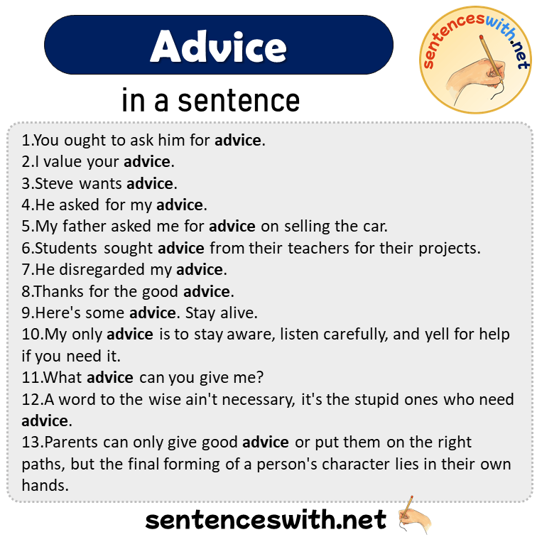 Advice in a Sentence, Sentences of Advice in English