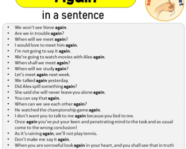 Again in a Sentence, Sentences of Again in English