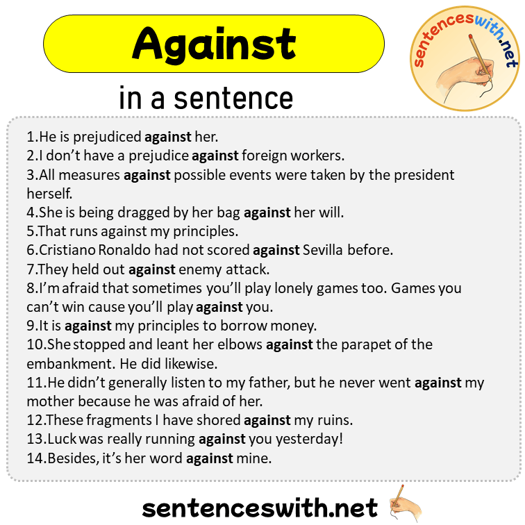 Against in a Sentence, Sentences of Against in English