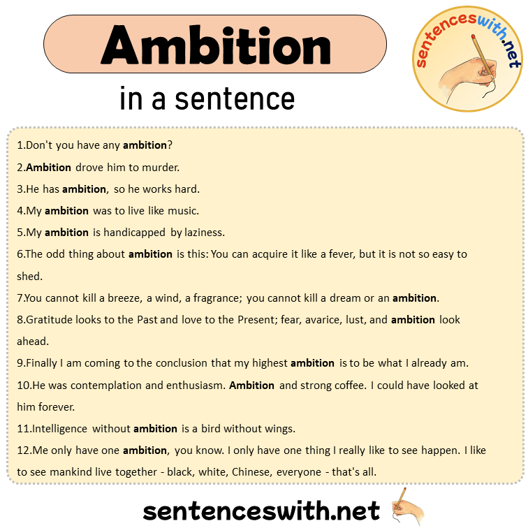 Ambition in a Sentence, Sentences of Ambition in English
