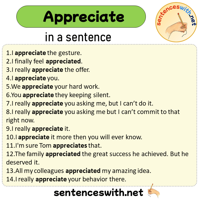 Make Simple Sentence Of Appreciate