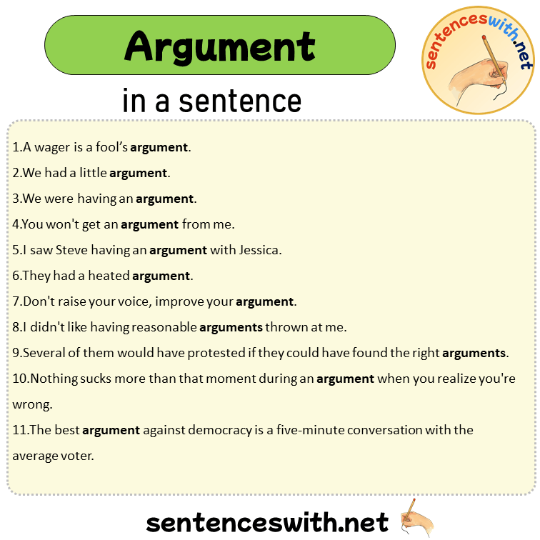 Argument in a Sentence, Sentences of Argument in English
