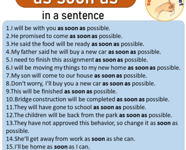 as soon as in a Sentence, Sentences of as soon as in English