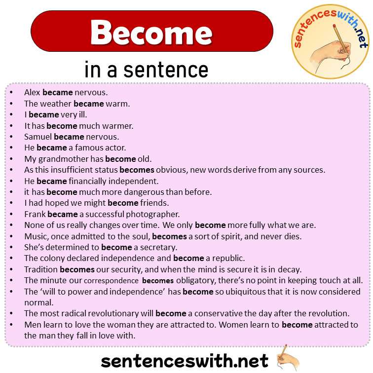 Become in a Sentence, Sentences of Become in English