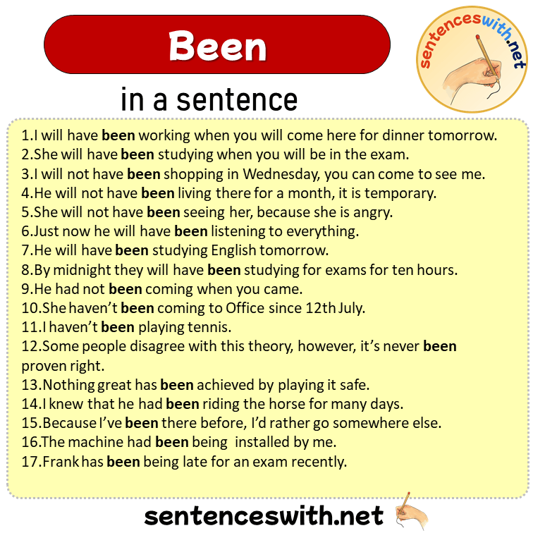 Been in a Sentence, Sentences of Been in English
