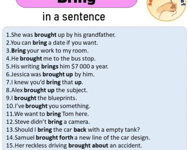 Bring in a Sentence, Sentences of Bring in English