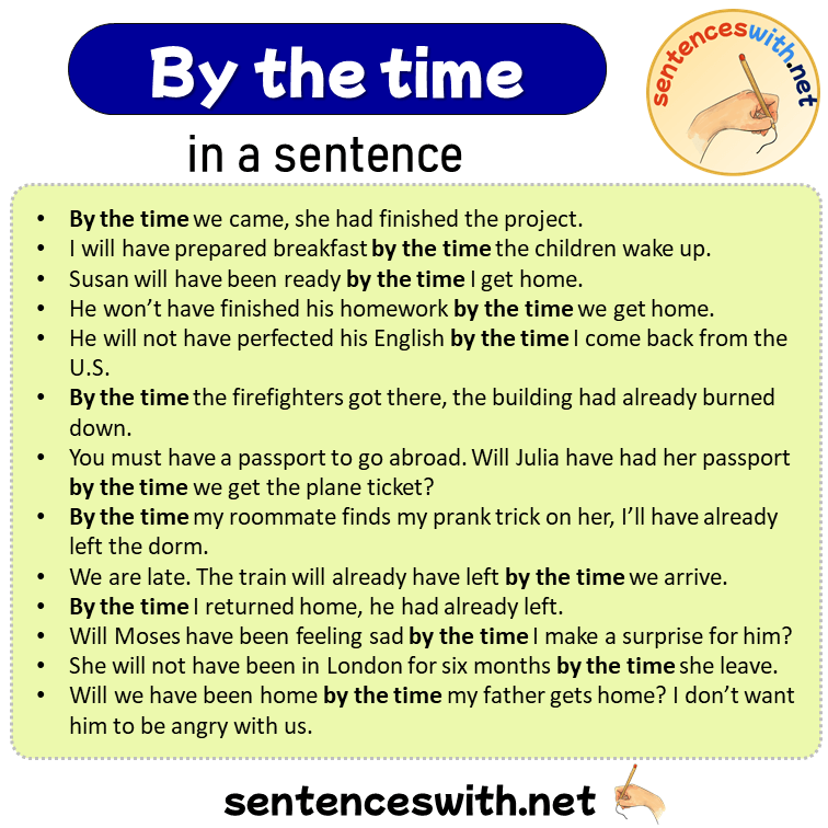 By the time in a Sentence, Sentences of By the time in English