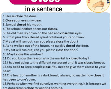 Close in a Sentence, Sentences of Close in English