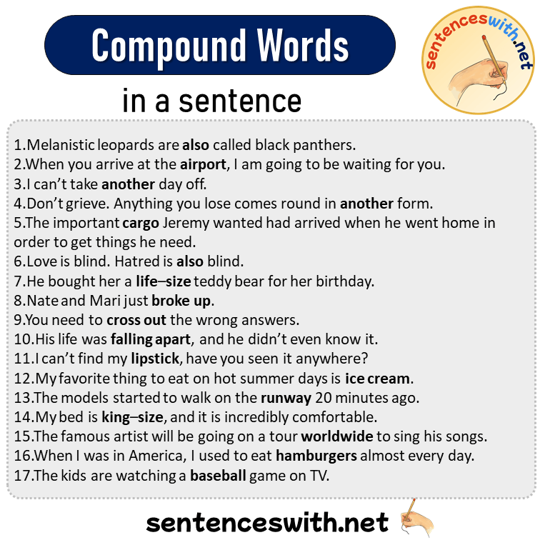 Compound Words in a Sentence, Sentences of Compound Words in English