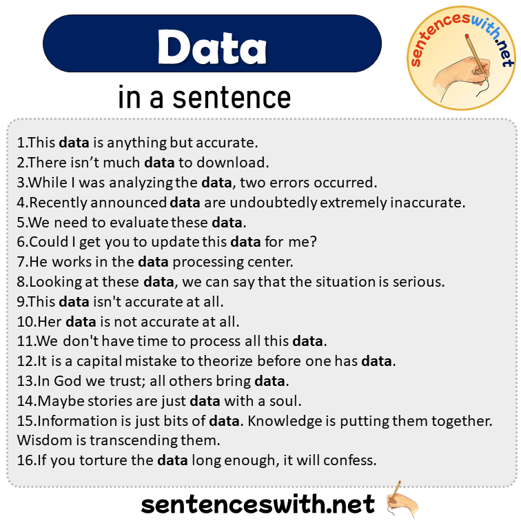 Data in a Sentence, Sentences of Data in English