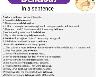 Delicious in a Sentence, Sentences of Delicious in English