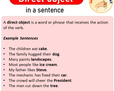 Direct object in a Sentence, Sentences of Direct object in English
