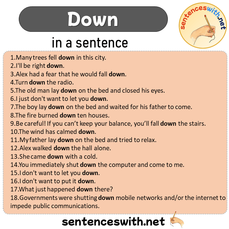 Down in a Sentence, Sentences of Down in English