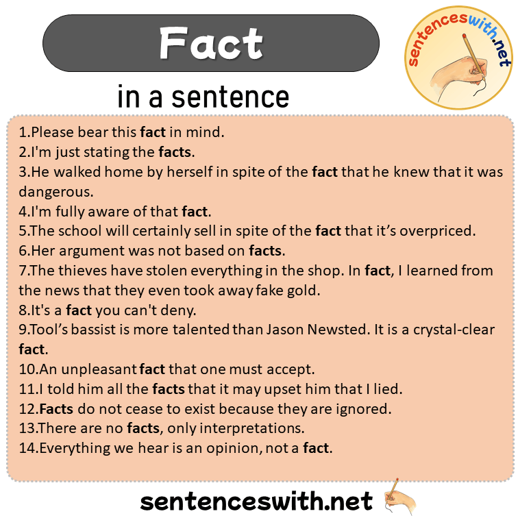 Fact in a Sentence, Sentences of Fact in English