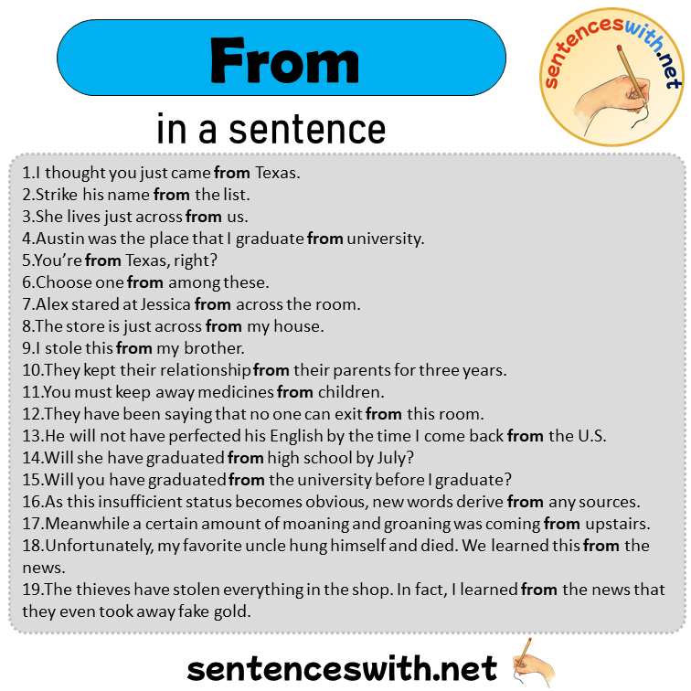 From in a Sentence, Sentences of From in English