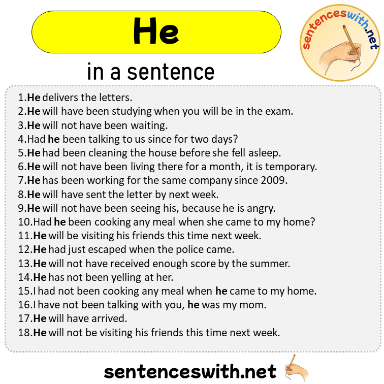 He in a Sentence, Sentences of He in English