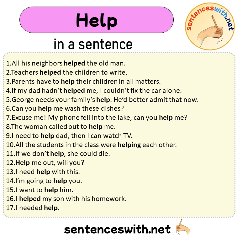 Help in a Sentence, Sentences of Help in English Examples