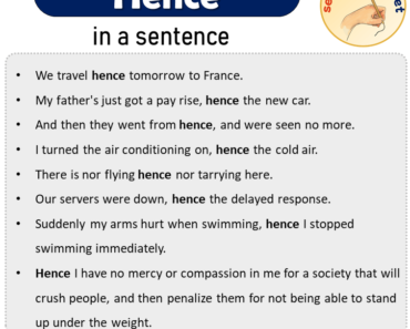 Hence in a Sentence, Sentences of Hence in English
