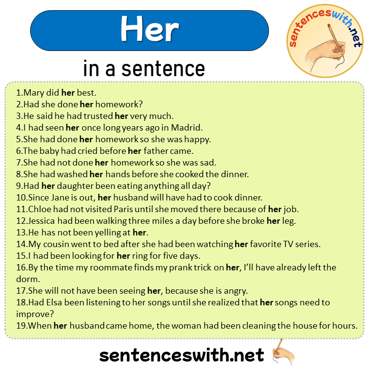 Her in a Sentence, Sentences of Her in English