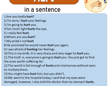 Hurt in a Sentence, Sentences of Hurt in English