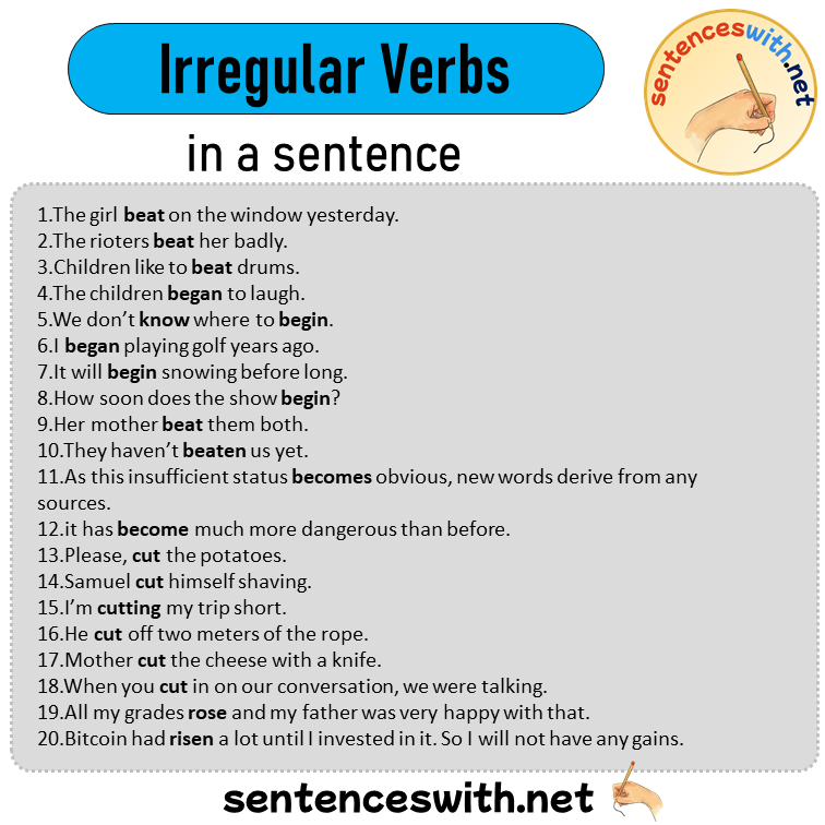 Irregular Verbs in a Sentence, Sentences of Irregular Verbs in English