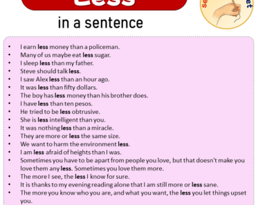 Less in a Sentence, Sentences of Less in English