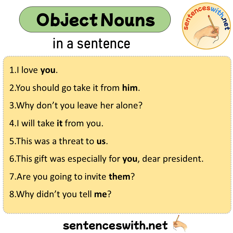 Object Nouns in a Sentence, Sentences of Object Nouns in English