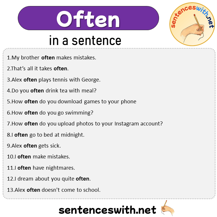 Often in a Sentence, Sentences of Often in English