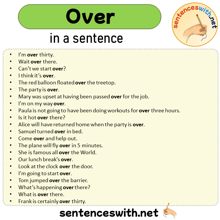 Over in a Sentence, Sentences of Over in English