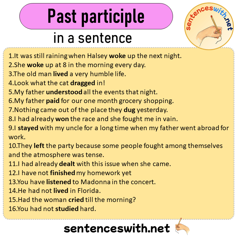 Past participle in a Sentence, Sentences of Past participle in English