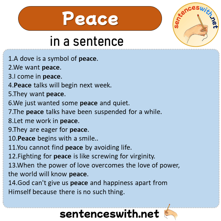 Peace in a Sentence, Sentences of Peace in English
