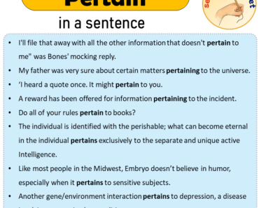 Pertain in a Sentence, Sentences of Pertain in English