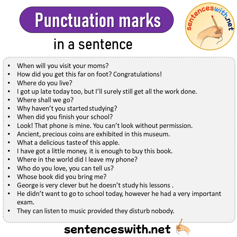 Punctuation marks in a Sentence, Sentences of Punctuation marks in English