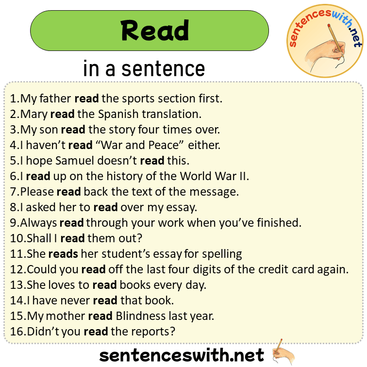 Read in a Sentence, Sentences of Read in English Examples