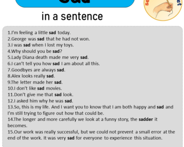 Sad in a Sentence, Sentences of Sad in English