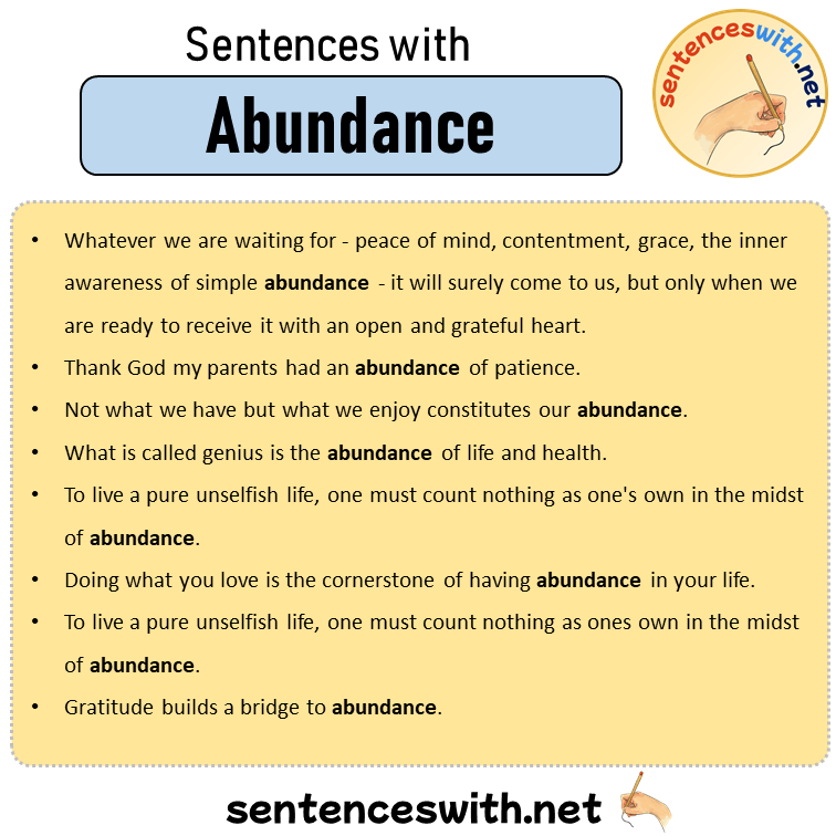 Sentences with Abundance, Sentences about Abundance in English