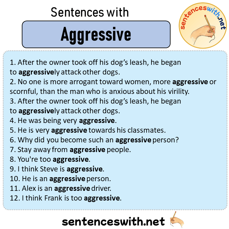 Sentences with Aggressive, Sentences about Aggressive in English