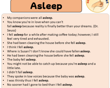 Sentences with Asleep, Sentences about Asleep in English