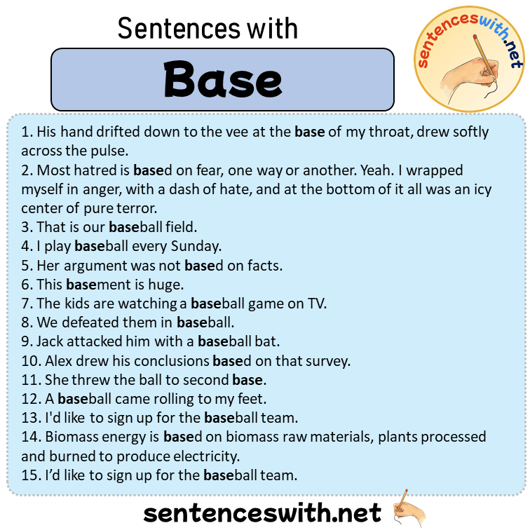 Sentences with Base, Sentences about Base in English
