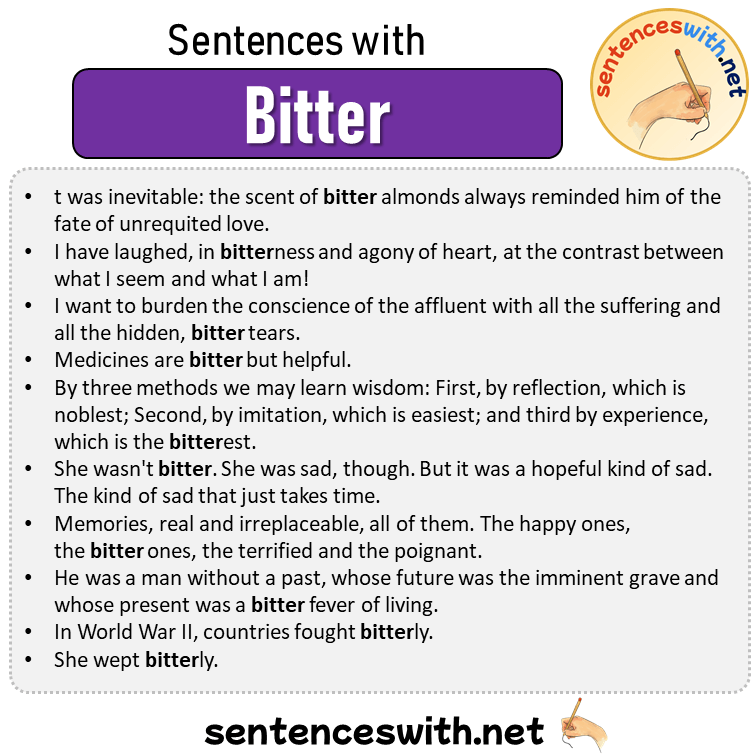 Sentences with Bitter, Sentences about Bitter in English