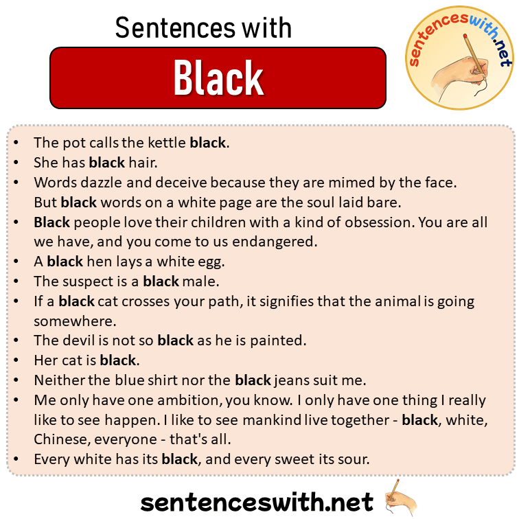 Sentences with Black, Sentences about Black in English