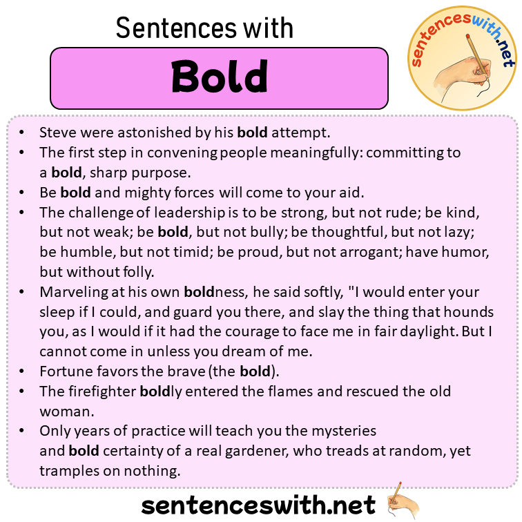 Sentences with Bold, Sentences about Bold in English