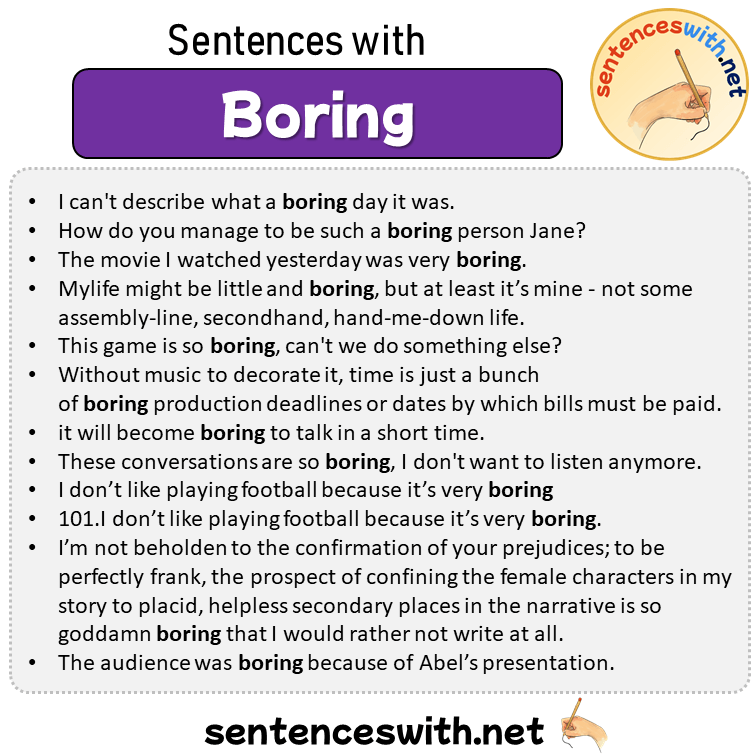 Sentences with Boring, Sentences about Boring in English
