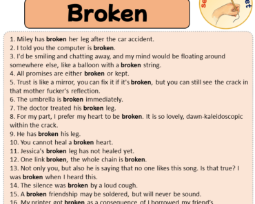 Sentences with Broken, Sentences about Broken in English