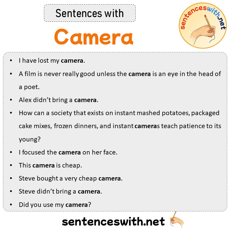 Sentences with Camera, Sentences about Camera in English