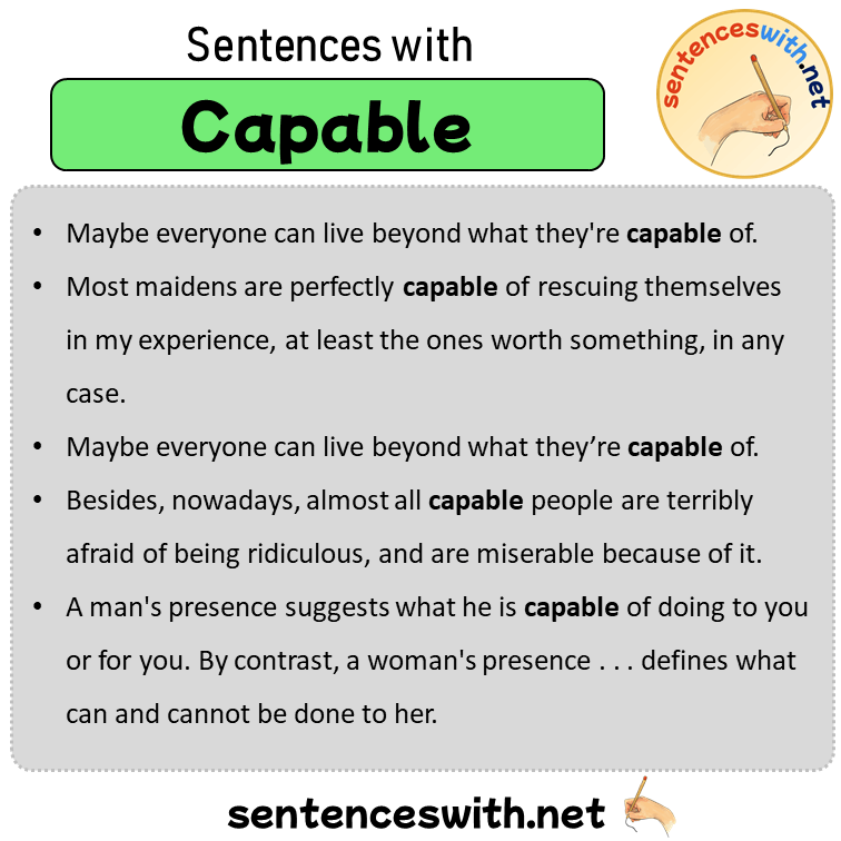 Sentences with Capable, Sentences about Capable in English