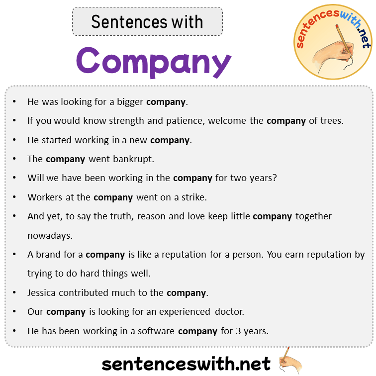 Sentences with Company, Sentences about Company in English