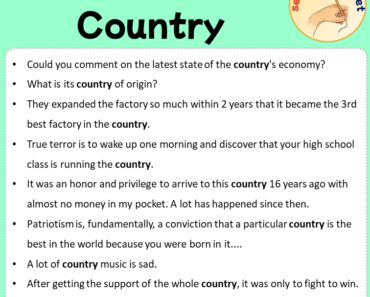 Sentences with Country, Sentences about Country in English