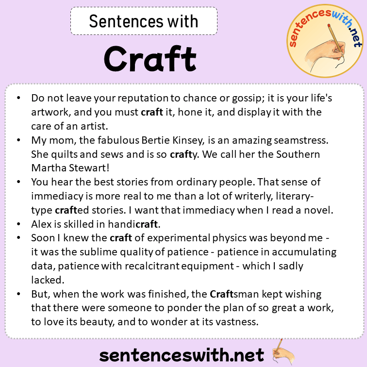 Sentences with Craft, Sentences about Craft in English