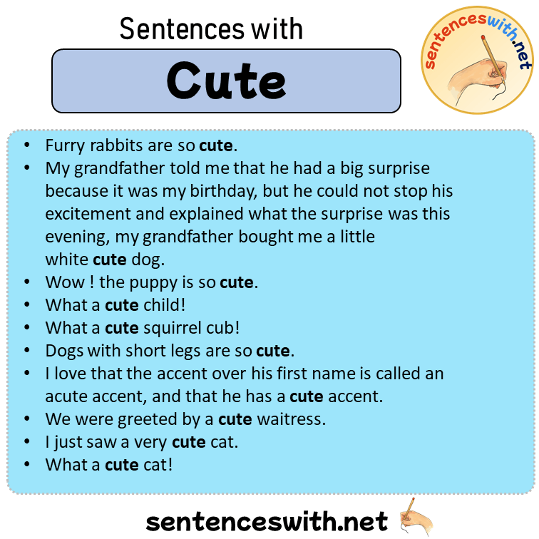 Sentences with Cute, Sentences about Cute in English